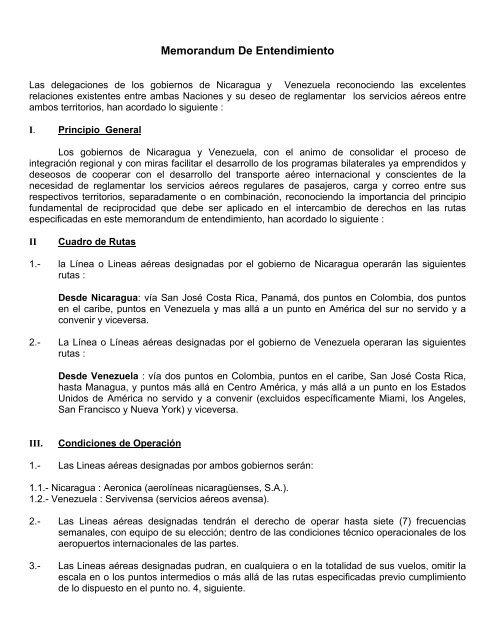 Memorandum De Entendimiento