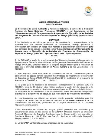ANEXO 4 CONVOCATORIA PROCER 2012.pdf - Comisión ...
