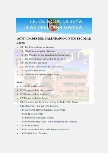 ACTIVIDADES DEL CALENDARIO CÍVICO ESCOLAR