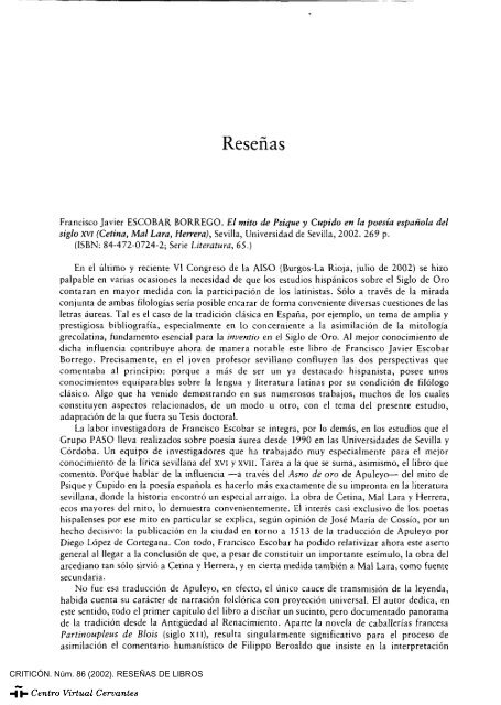 Francisco Javier ESCOBAR BORREGO. El mito de Psique y Cupido ...