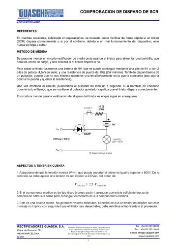 COMPROBACION DE DISPARO DE SCR - Guasch