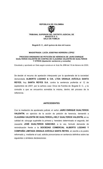 Se decide el recurso de apelación interpuesto por ... - Rama Judicial