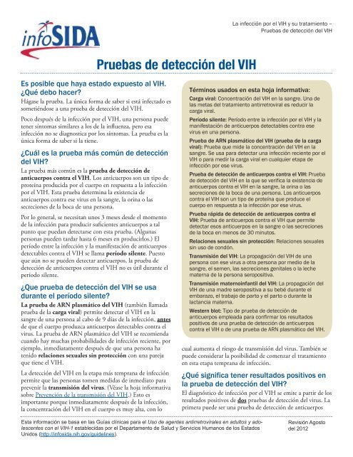 Pruebas de detección del VIH - AIDSinfo