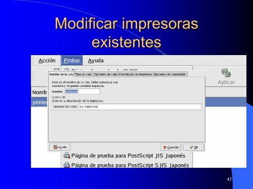 Configuración de la impresora. - Sistemas Operativos