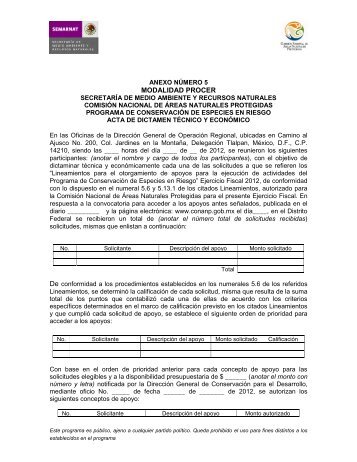 ANEXO 5 ACTA DE DICTAMEN PROCER 2012.pdf - Comisión ...