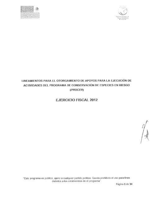 LINEAMIENTOS PROCER 2012.pdf - Comisión Nacional de Áreas ...