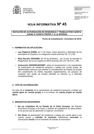 HOJA INFORMATIVA Nº 45 - Migrar con derechos