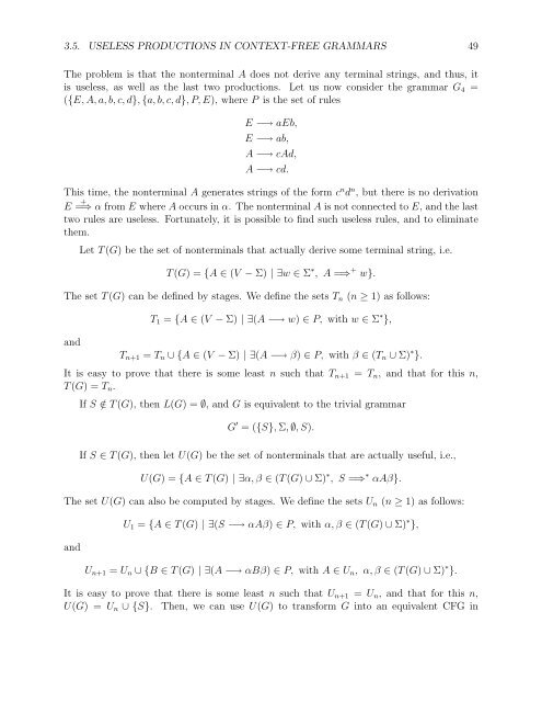 Chapter 3 Context-Free Grammars, Context-Free Languages, Parse ...