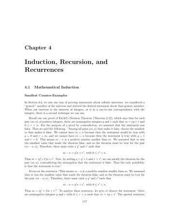 Chapter 4 (Induction, Recursion and Recurrences) - Computer ...