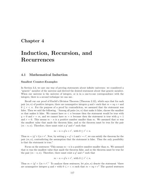 Chapter 4 (Induction, Recursion and Recurrences) - Computer ...