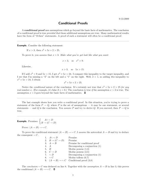 Conditional Proofs