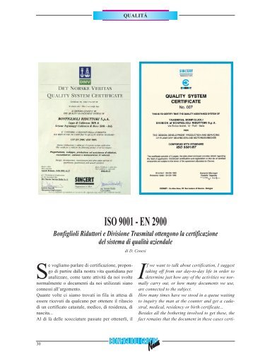 ISO 9001 - EN 2900 - Bonfiglioli