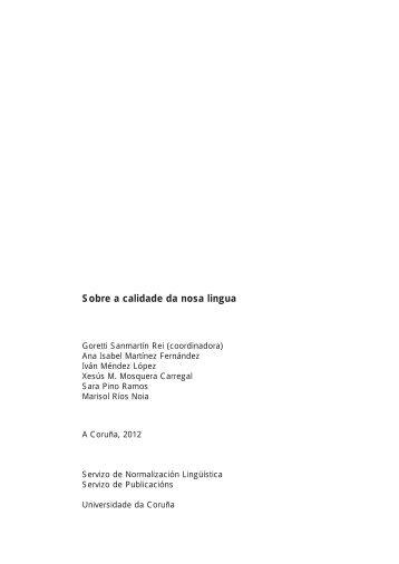 Sobre a calidade da nosa lingua [pdf] - Universidade da Coruña