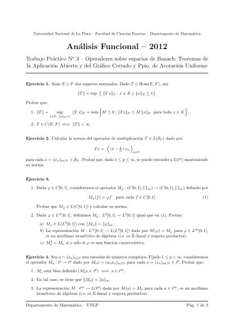 Análisis Funcional – 2012 - Departamento de Matemática ...