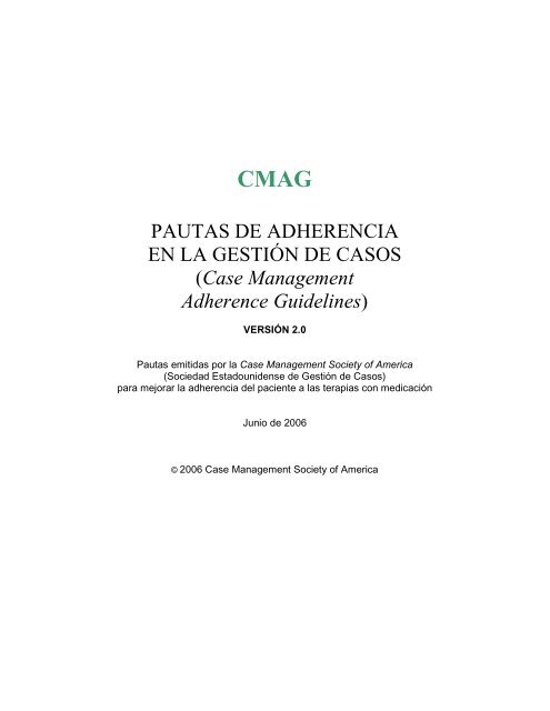 Para probar CMAG - Case Management Society of America