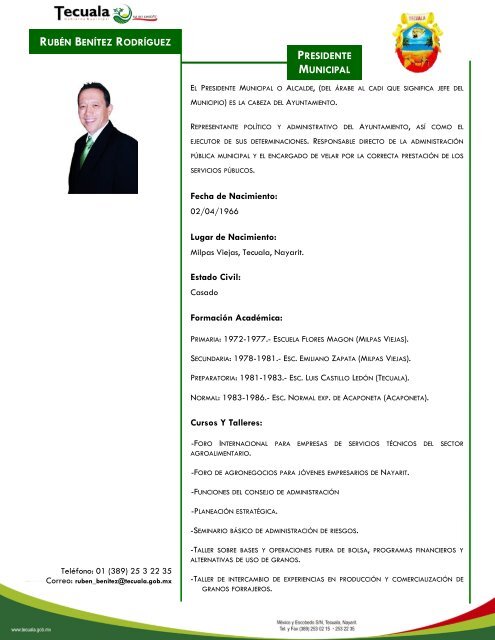 rubén benítez rodríguez presidente municipal - Transparencia