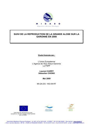 suivi de la reproduction de la grande alose sur la garonne en 2008