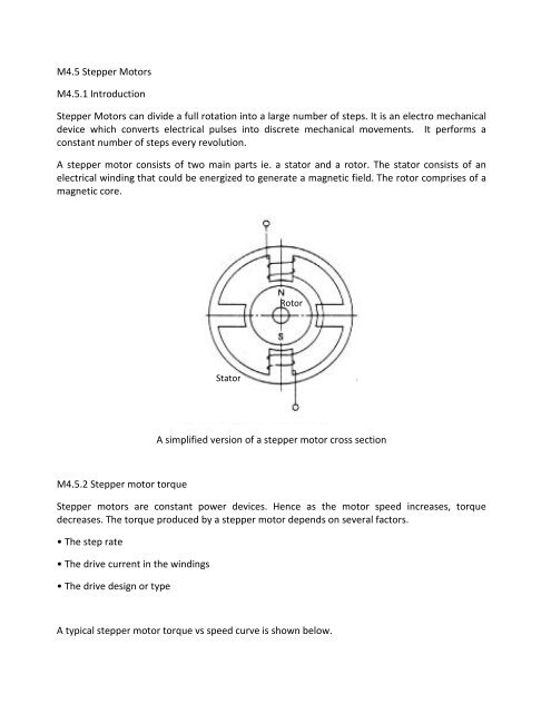 M4.5 Stepper Motors M4.5.1 Introduction Stepper Motors can divide ...