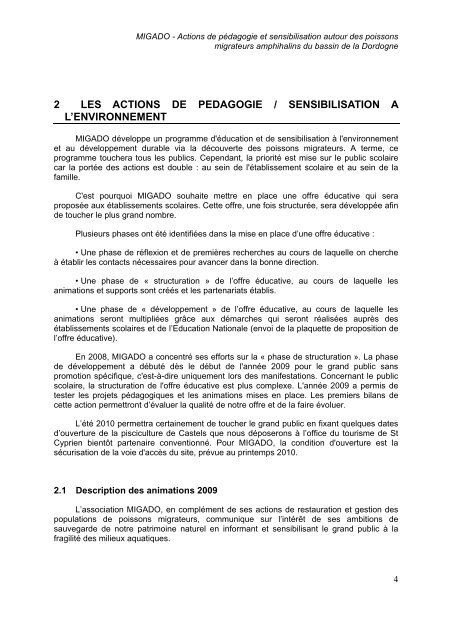 Actions de pédagogie et sensibilisation autour des poissons ...