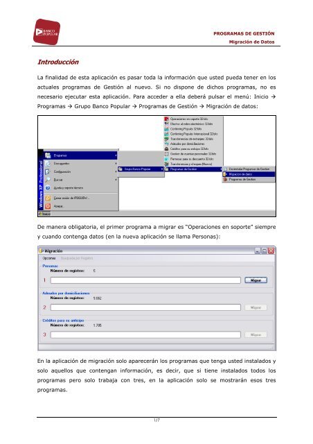 descargarse el manual sobre Migración de datos - Banco Popular