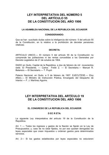 1906 Constitución Interpretación - Corte Nacional de Justicia