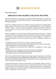 SAME DEUTZ-FAHR CELEBRA EL MILLÓN DE TRACTORES