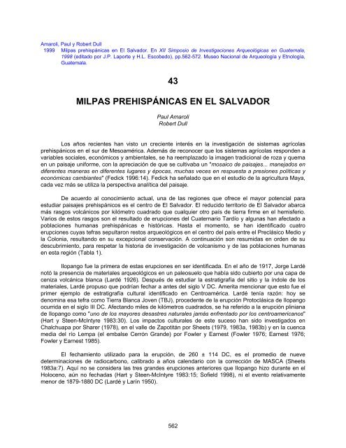 43 MILPAS PREHISPÁNICAS EN EL SALVADOR ... - Asociacion Tikal