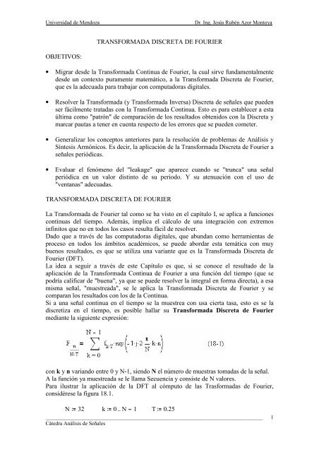 TRANSFORMADA DISCRETA DE FOURIER OBJETIVOS: • Migrar ...