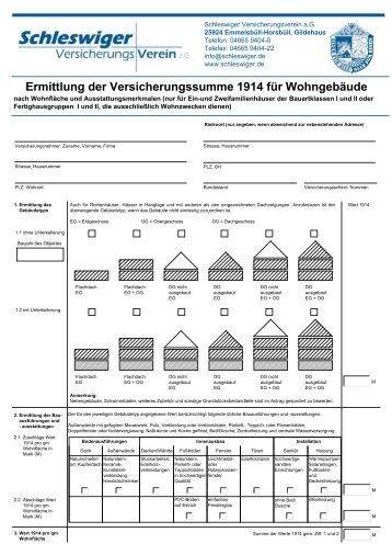 Ermittlung der Versicherungssumme 1914 für ... - Schleswiger