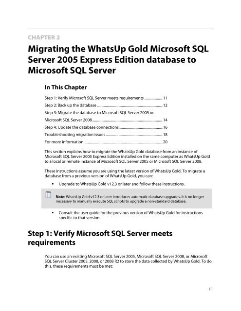 WhatsUp Gold Database Migration and Management Guide