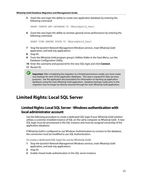 WhatsUp Gold Database Migration and Management Guide