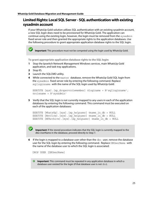 WhatsUp Gold Database Migration and Management Guide