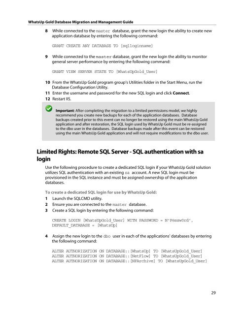 WhatsUp Gold Database Migration and Management Guide