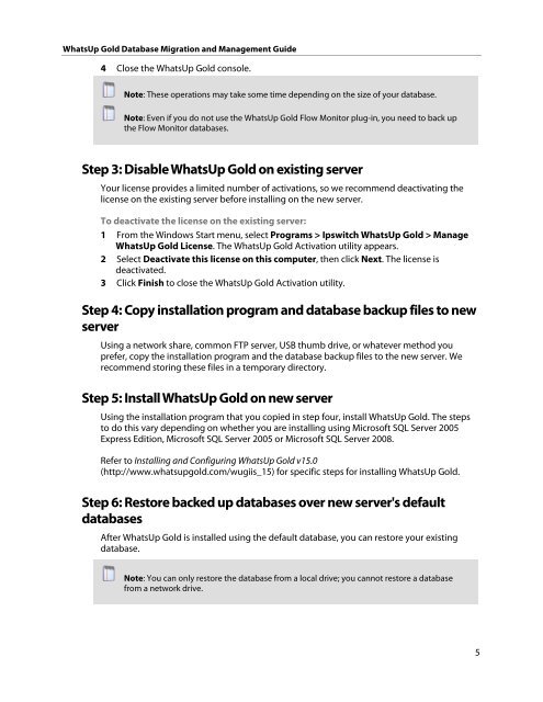 WhatsUp Gold Database Migration and Management Guide