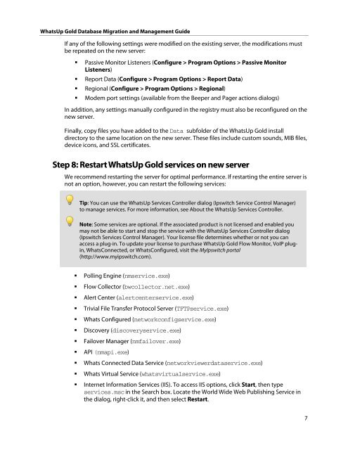 WhatsUp Gold Database Migration and Management Guide