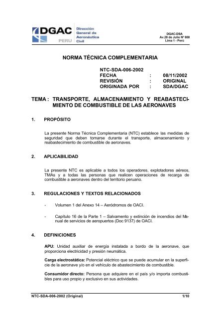 NTC-SDA-006-2002 - Ministerio de Transportes y Comunicaciones
