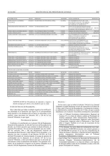 NOTIFICACION de Providencia de Apremio y requeri - miento al ...