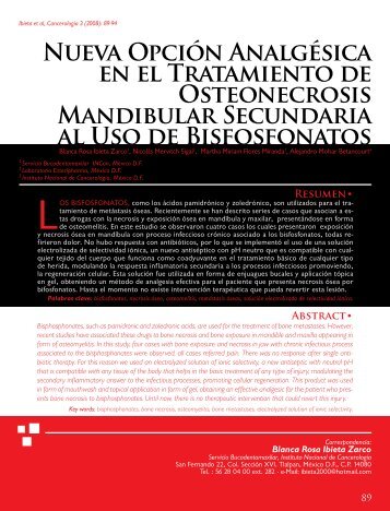 Nueva Opción Analgésica en el Tratamiento de Osteonecrosis ...