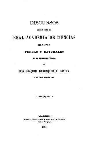 Real Academia de Ciencias Exactas, Físicas y Naturales