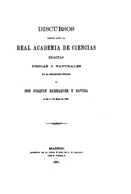 Real Academia de Ciencias Exactas, Físicas y Naturales