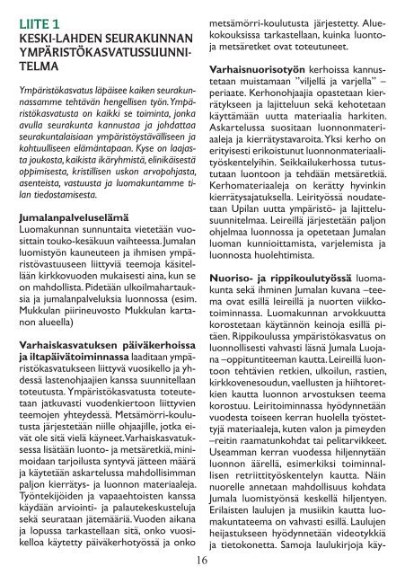 LAHDEN SEURAKUNTAYHTYMÄN ¤ YMPÄRISTÖOHJELMA