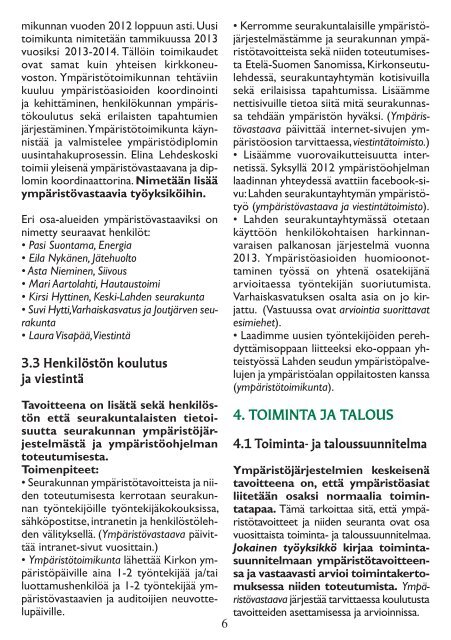 LAHDEN SEURAKUNTAYHTYMÄN ¤ YMPÄRISTÖOHJELMA