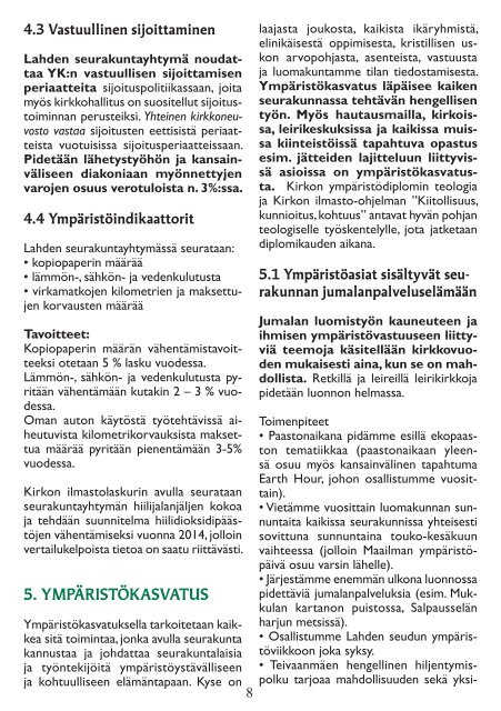 LAHDEN SEURAKUNTAYHTYMÄN ¤ YMPÄRISTÖOHJELMA