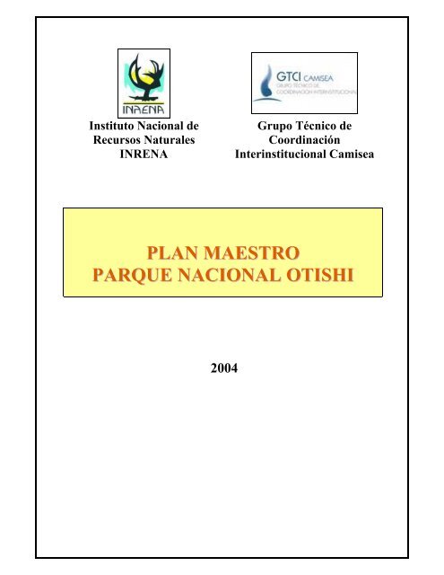 plan maestro parque nacional otishi - Instituto del Bien Comun