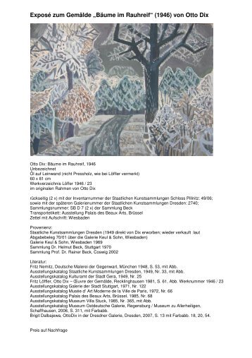 Exposé zum Gemälde „Bäume im Rauhreif“ (1946) von Otto Dix