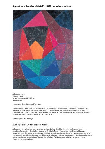 Exposé zum Gemälde „Kristall“ (1960) von Johannes Itten Zum ...