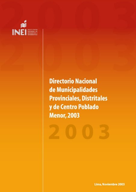 directorio nacional de municipalidades provinciales, distritales y - Inei