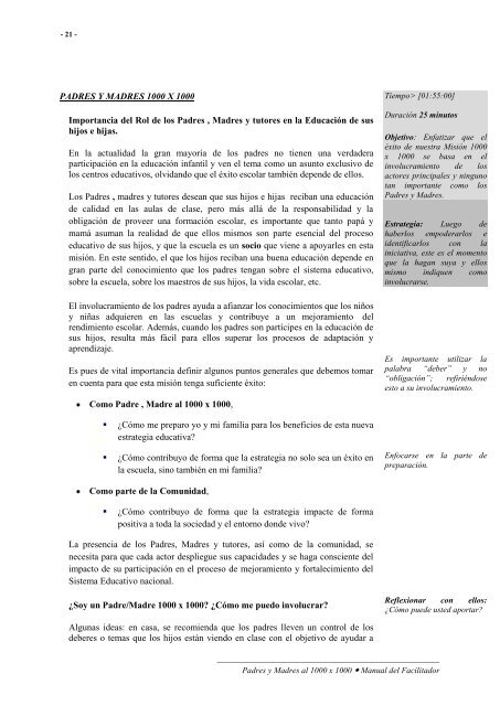 Manual del Facilitador Padres y Madres al 1000 x 1000 - Educando