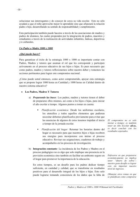 Manual del Facilitador Padres y Madres al 1000 x 1000 - Educando