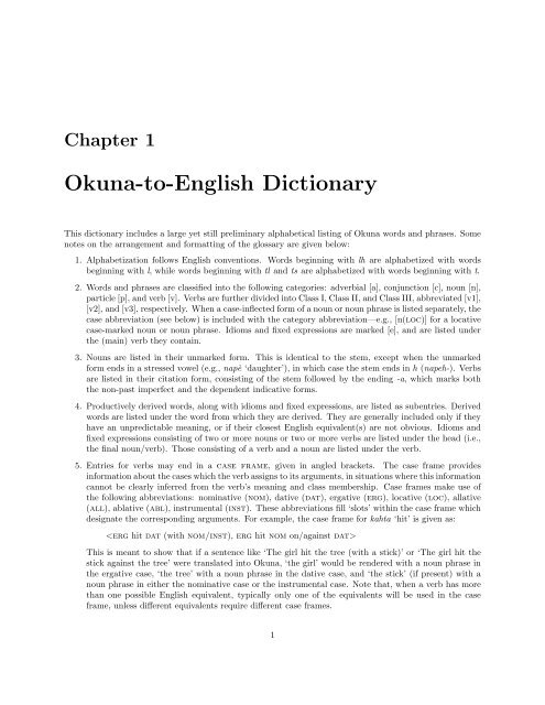 The Okuna Lexicon (Okuna to English) (version 2)